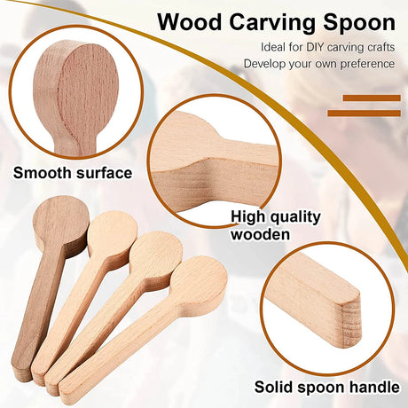 Wood Carving Spoon Blanks Carve Your Own Spoon Beech and Walnut DIY Wood Crafts Wood 5/10 PCS