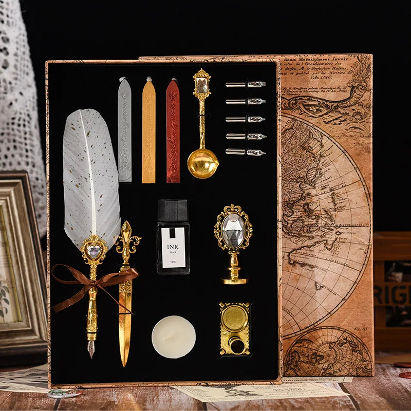 Wizard's Gift Calligraphy Feather Dip Pen Writing Set