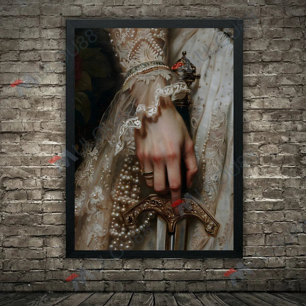 Lace, Pearls, Swords, and Snakes, Moody Victorian Art Poster Prints Dark Academia Wall Art Home Decor