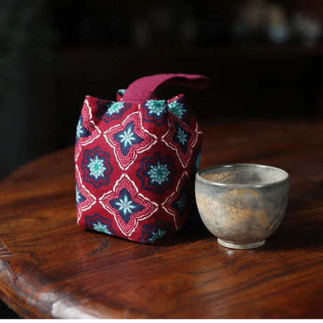 Padded Cotton Teacup Storage Bag Ceramic Glass Drawstring Bags Portable Organiser