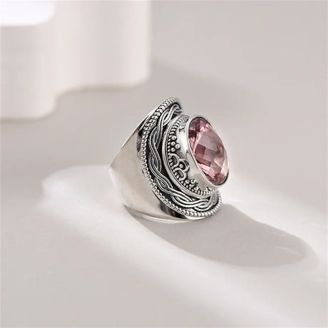 Portal Key to the Fae Realms S925 Sterling Silver Rings Green Crystal Morganite