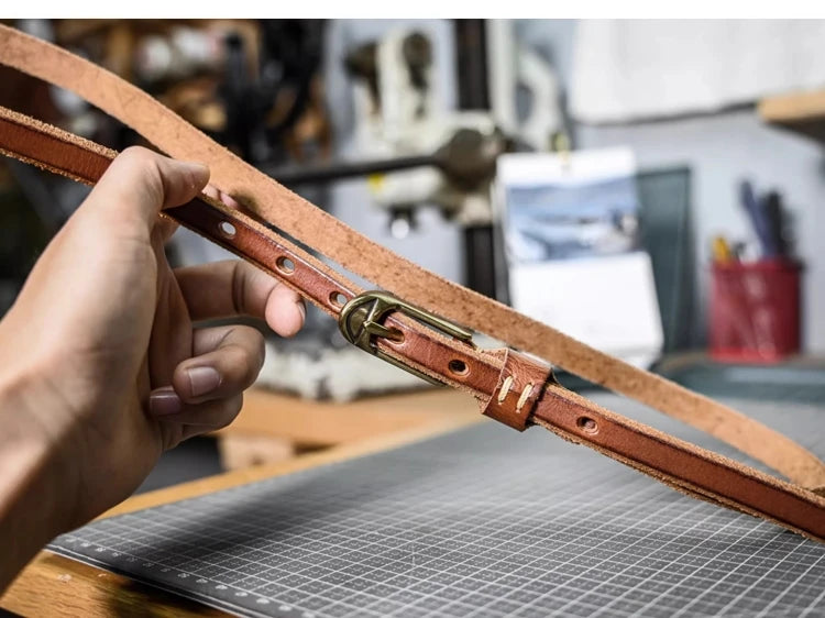 Shallee's Genuine Leather Women's Belt Pure Copper Button Western Cowboy Style