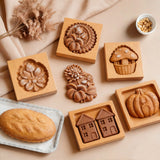 Seasonal Holiday Wooden Cookie Moulds Baking Tools Gifts for Bakers
