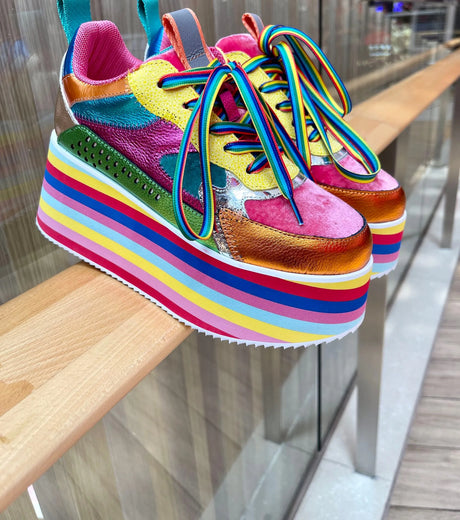 Rosie's Rainbow Sneakers Chunky Platform Shoes