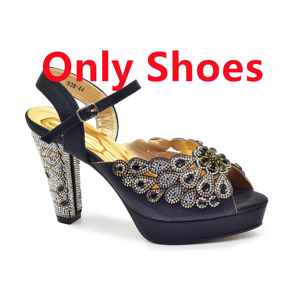 Peacock Peep-Toe Party Pumps Matching Bag and Shoes Set