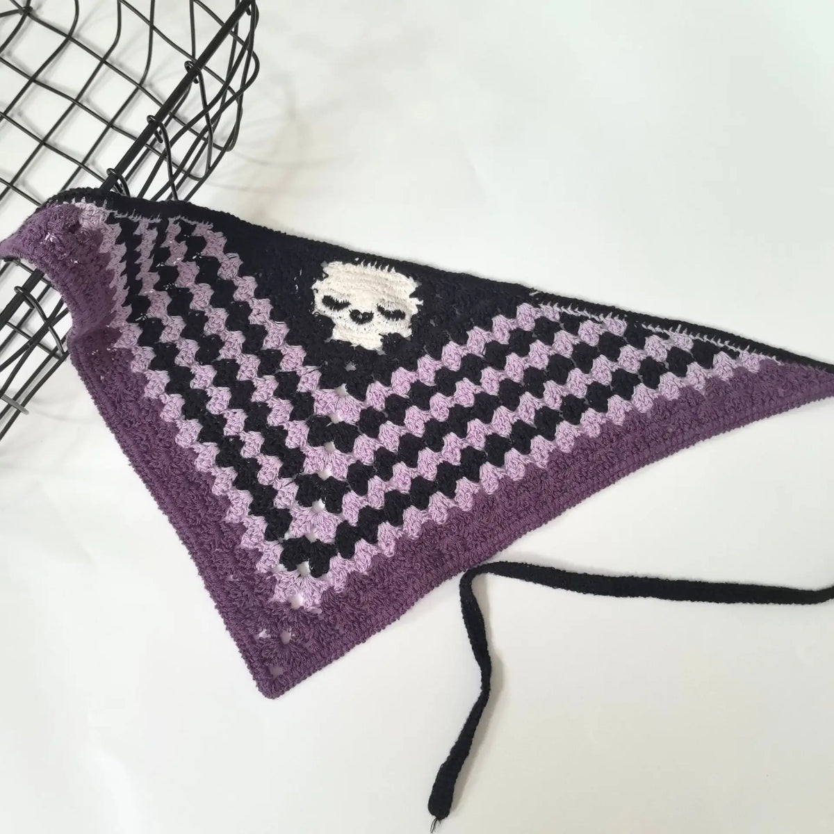 Skulls Bats Spiderwebs Halloween Crochet Headscarves Knitted Cotton Triangle Scarf