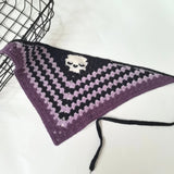 Skulls Bats Spiderwebs Halloween Crochet Headscarves Knitted Cotton Triangle Scarf