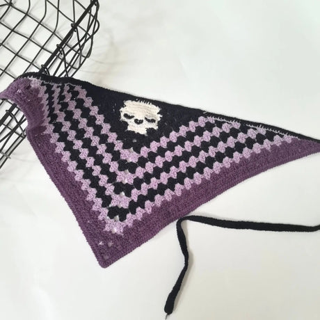 Skulls Bats Spiderwebs Halloween Crochet Headscarves Knitted Cotton Triangle Scarf