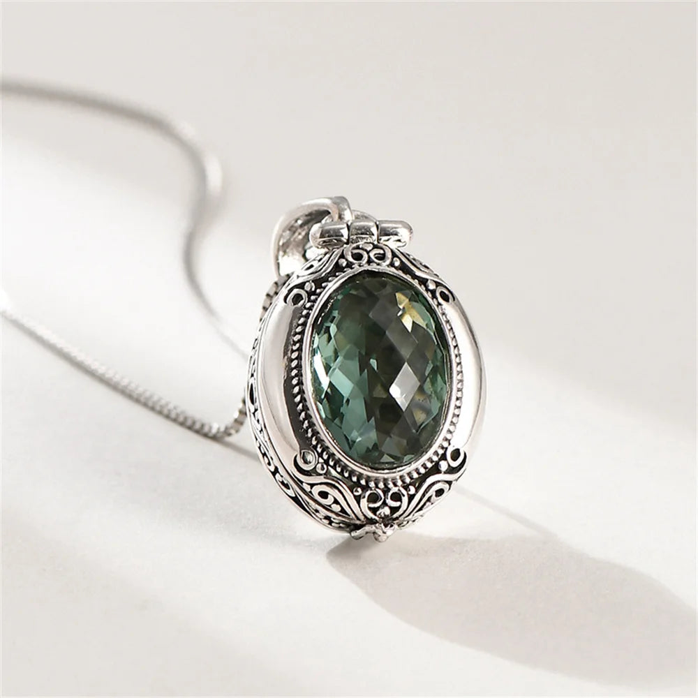 The Secret Keeper's S925 Sterling Silver Locket Pendant Zircon Crystal