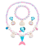 Mermaid Accessories Gloves Wand Crown Jewellery Set Wig Necklace Braid Cosplay Halloween Birthday Party