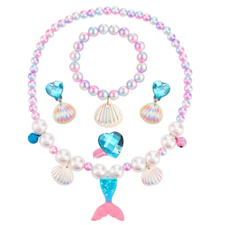 Mermaid Accessories Gloves Wand Crown Jewellery Set Wig Necklace Braid Cosplay Halloween Birthday Party