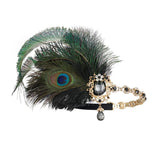 1920s Flapper Peacock Feather Headband Roaring 20s Great Gatsby Hair Accessories