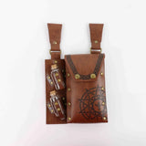 Pentagram Witch PU Leather Belt Pouch With Potion Bottles Medieval Alchemist Hip Bag Wizard Cosplay
