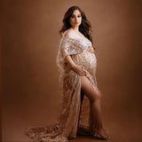 Champagne Gatsby Tulle Maternity Gown Photoshoot Dress