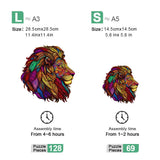 King of the Jungle Lion Wooden Jigsaw Puzzle Irregular Shaped Pieces