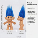 Vintage 6pcs Troll Doll Set With Gem Belly Mini Pvc Classic Dolls Retro Toy For Collection & Kids' Gift