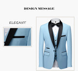 Mens Tuxedo Three Piece Suit Blazer with Trousers and Vest