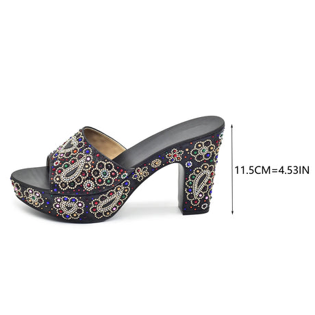 Paisley Summer Open Toe Platform High Heel Slides Shoes Comfortable Wedge Sandals