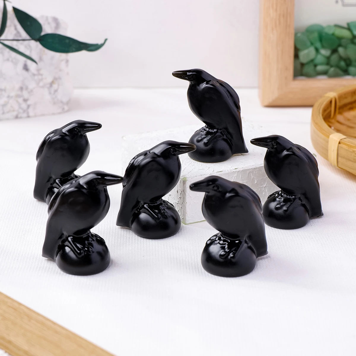 One Obsidian Crow Figurine