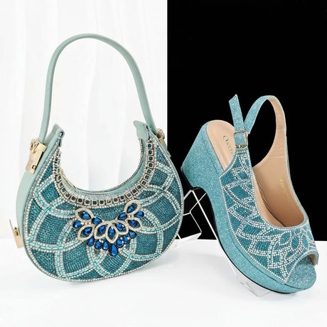 Patty's Peep Toe Shoes and Matching Bag Comfortable Party Shoes Platform Flats