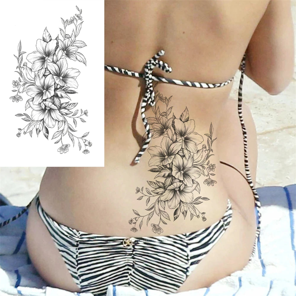 Large Peony Temporary Tattoos