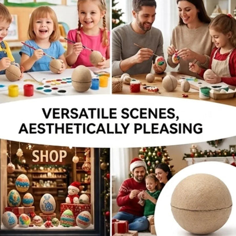 DIY Paintable Papier-mâché Balls Xmas Tree Hanging Ornaments Blank Fillable Paper Sphere