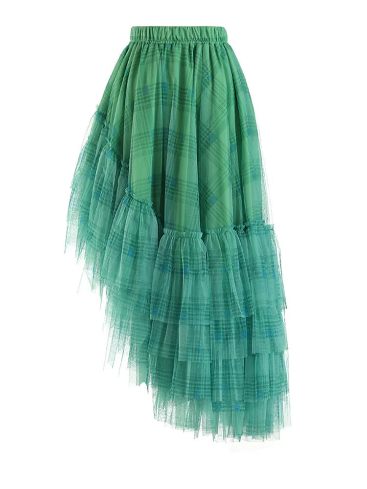 Curious Plaid Ruffle Skirt