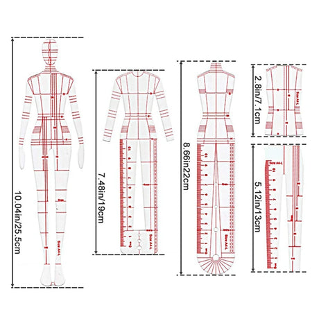 Fashion Illustration Rulers Sketching Templates Patterns Design Tool