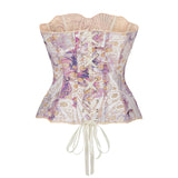 Vintage Mermaid Corset Top Double Lace Layered Boned Bustiers
