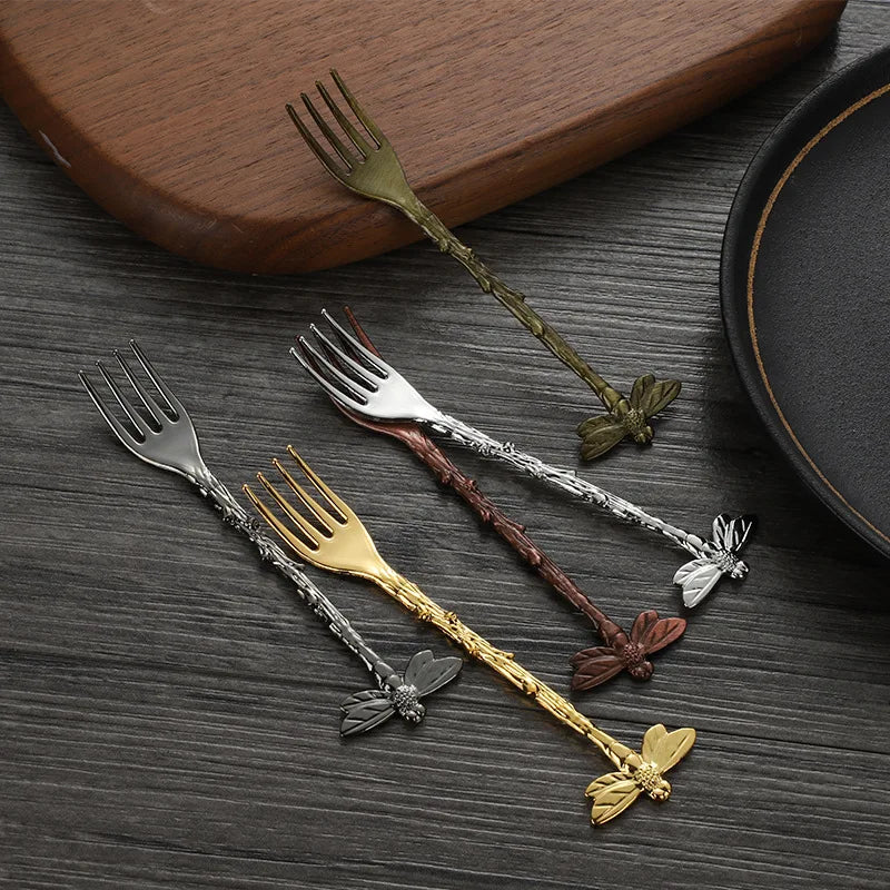 6pcs Stainless Steel Dragonfly Fork Set