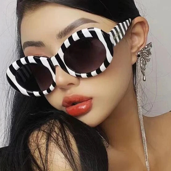 Zebra Stripe Oval Sunglasses