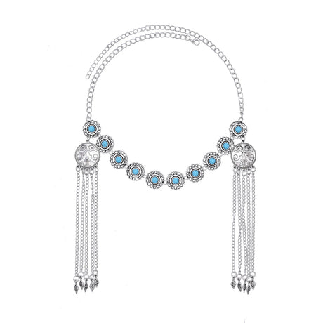 Kazakh Forehead Chain Silver Tassel Headband