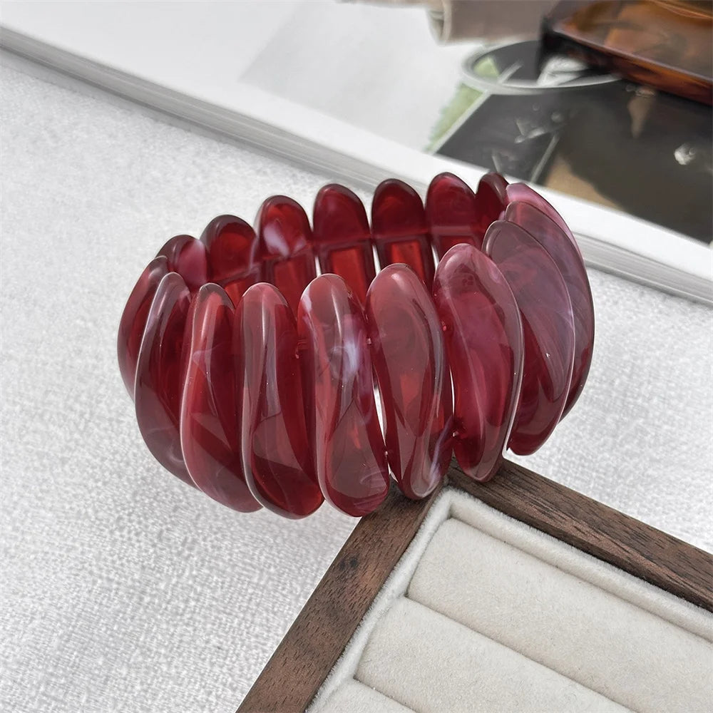 Vintage Style Cherry Red Acrylic Resin Chunky Bangles Bracelet