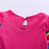 Girls' Long Sleeve Unicorn Dress Two Pockets Rainbow Sleeves