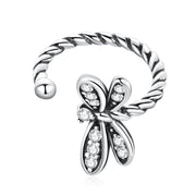 925 Sterling Silver Rose Dragonfly Ear Clips