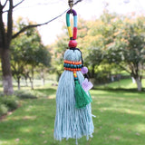 Boho Colourful Crystal and Beading Tassel Keychains Amethysts Purple Crystal Charm Long Tassel Keyrings Hanging Decor