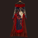 Madelegna's French Renaissance Oil Painting Long Sleeve Dress