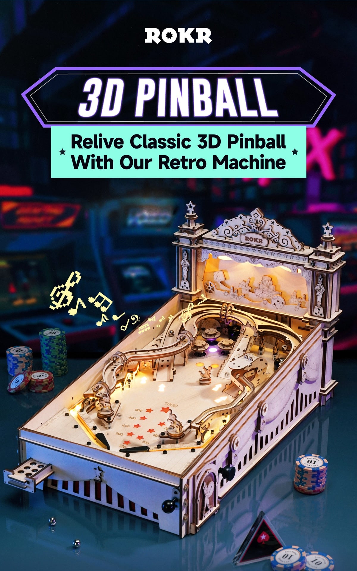 Pinball Machine DIY Wooden Model Kit