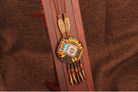 Handmade Beaded Leather Boho Necklaces