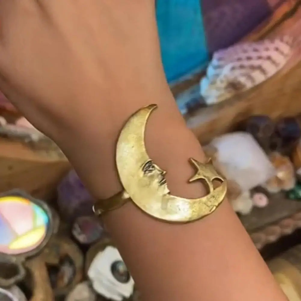 Golden Moon Star Arm Cuff Bracelet Bangle
