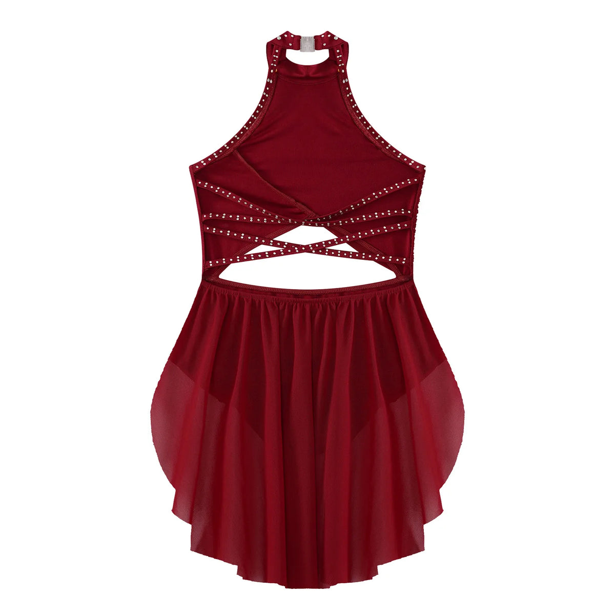 Girls Dance Performance Rhinestone Fringed Dress Figure Ice Skating Dancewear