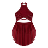 Girls Dance Performance Rhinestone Fringed Dress Figure Ice Skating Dancewear