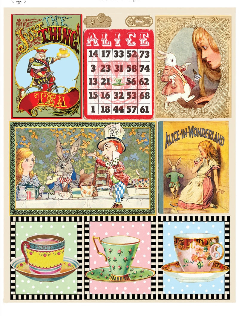 Vintage Alice In Wonderland Theme Scrapbooking Stickers