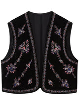 Janet's Floral Embroidered Velvet Vest Waistcoat