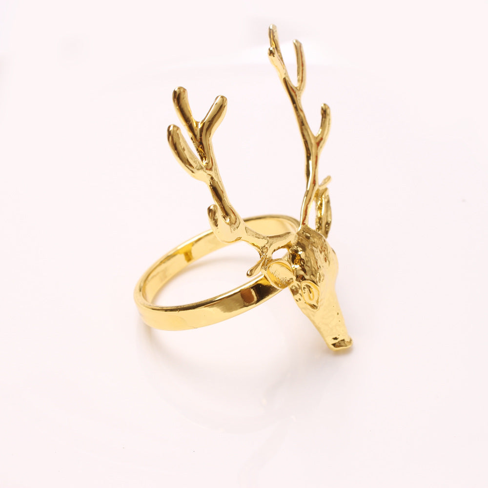 4Pcs Deer Napkin Rings Christmas Elk Head Alloy Xmas Reindeer Dining Table Decor