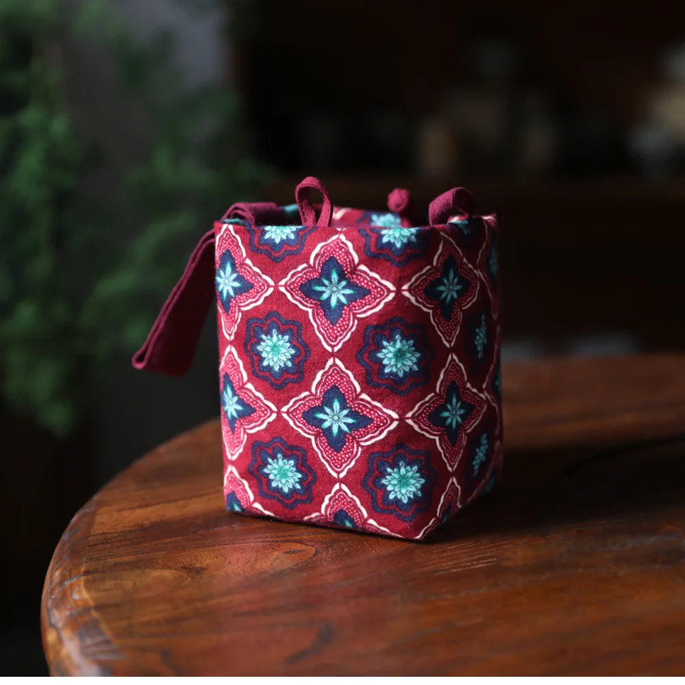 Padded Cotton Teacup Storage Bag Ceramic Glass Drawstring Bags Portable Organiser