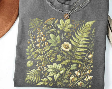 Botanical Fern Wildflower T-Shirt Cottagecore Nature Tee