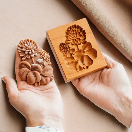 Seasonal Holiday Wooden Cookie Moulds Baking Tools Gifts for Bakers