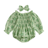 Valentines Day Easter St Patricks Christmas Baby Girls Heart Print Romper with Headband