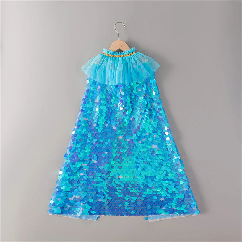 Shiny Rainbow Sequin Cloak Halloween Children's Dress Up Cape
